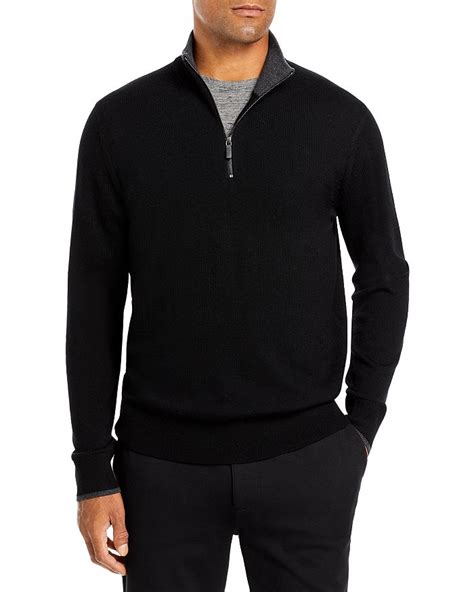 Michael Kors Merino Wool Regular Fit Quarter Zip Mock Neck 